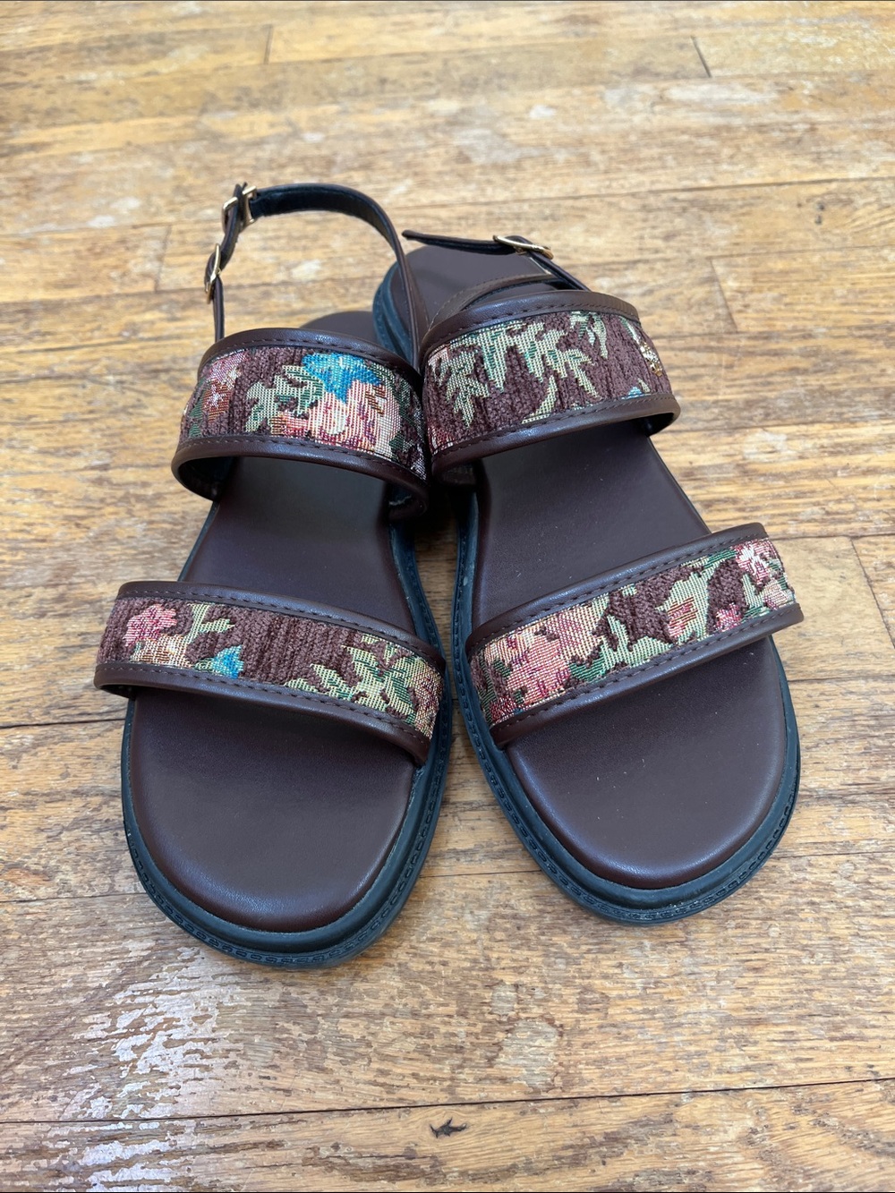 SHEIN Brown Floral Strap Sandals sz 38 / 7.5-8